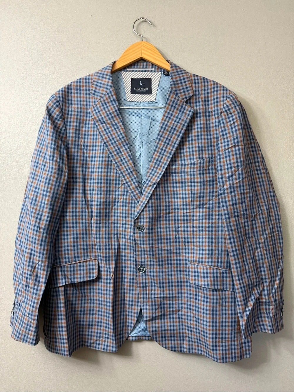 TailorByrd Blue & Brown Plaid Men's Blazer 44R